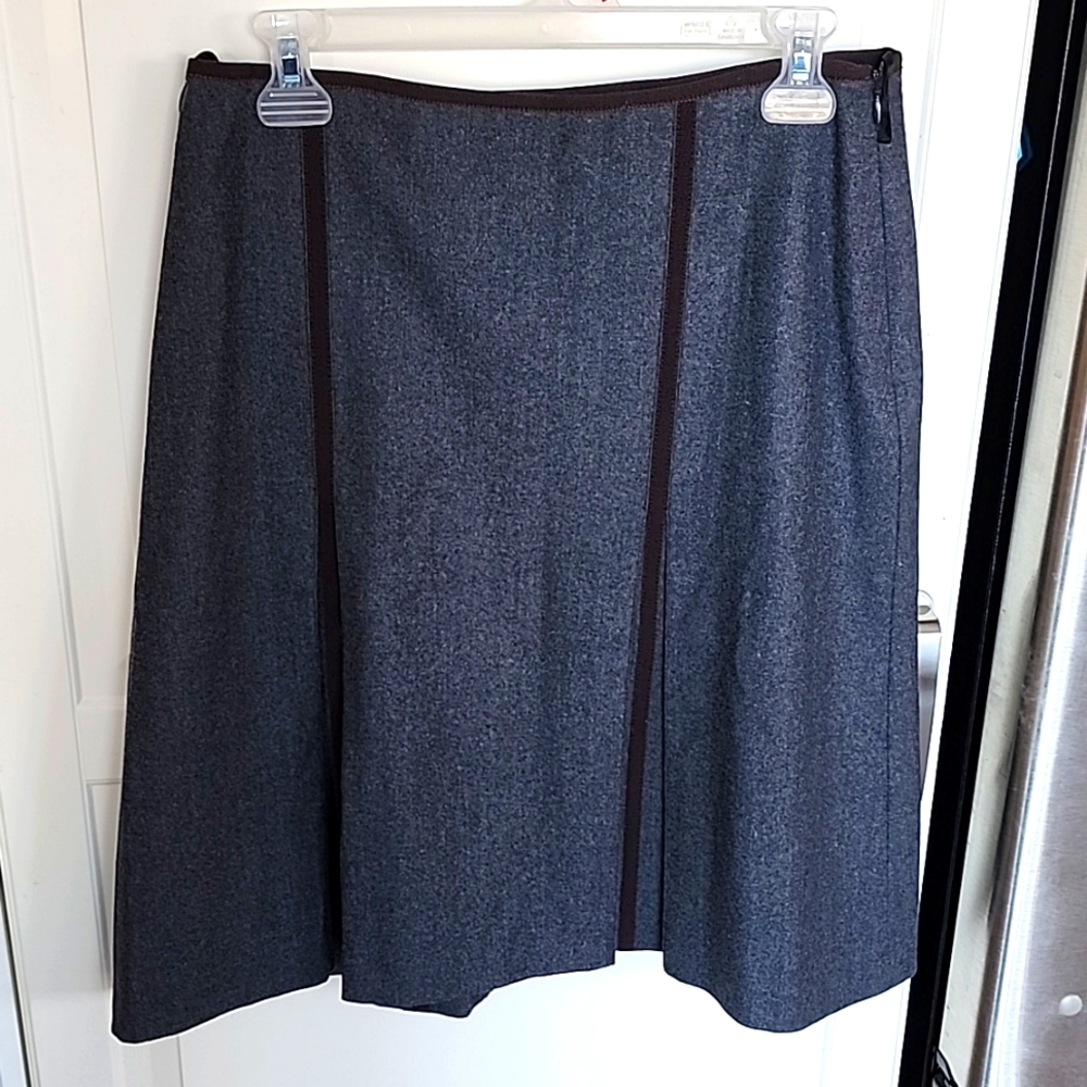 Gunex A-Line Pleated Charcoal Gray Skirt SZ 8 Wool Blend Lined Office Career